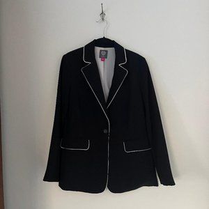 Vince Camuto Black Blazer with White Piping Size 6